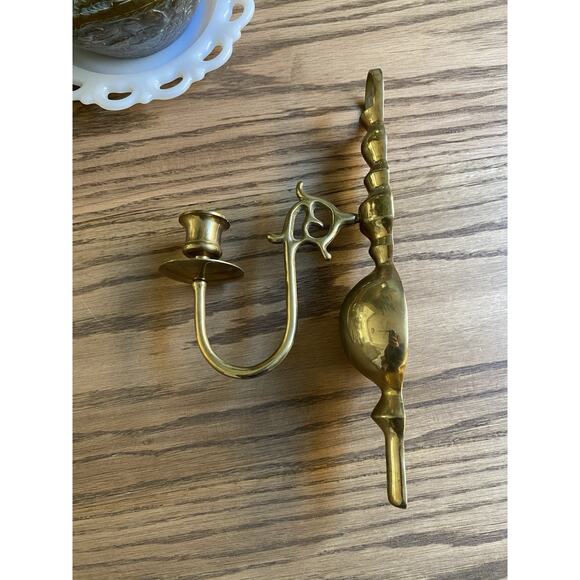 Vintage Solid Brass Candle Holder Wall Sconce Vintage Candle Holder - Picture 2 of 6
